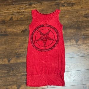 Red & Black Pentagram Stretch Mini Dress